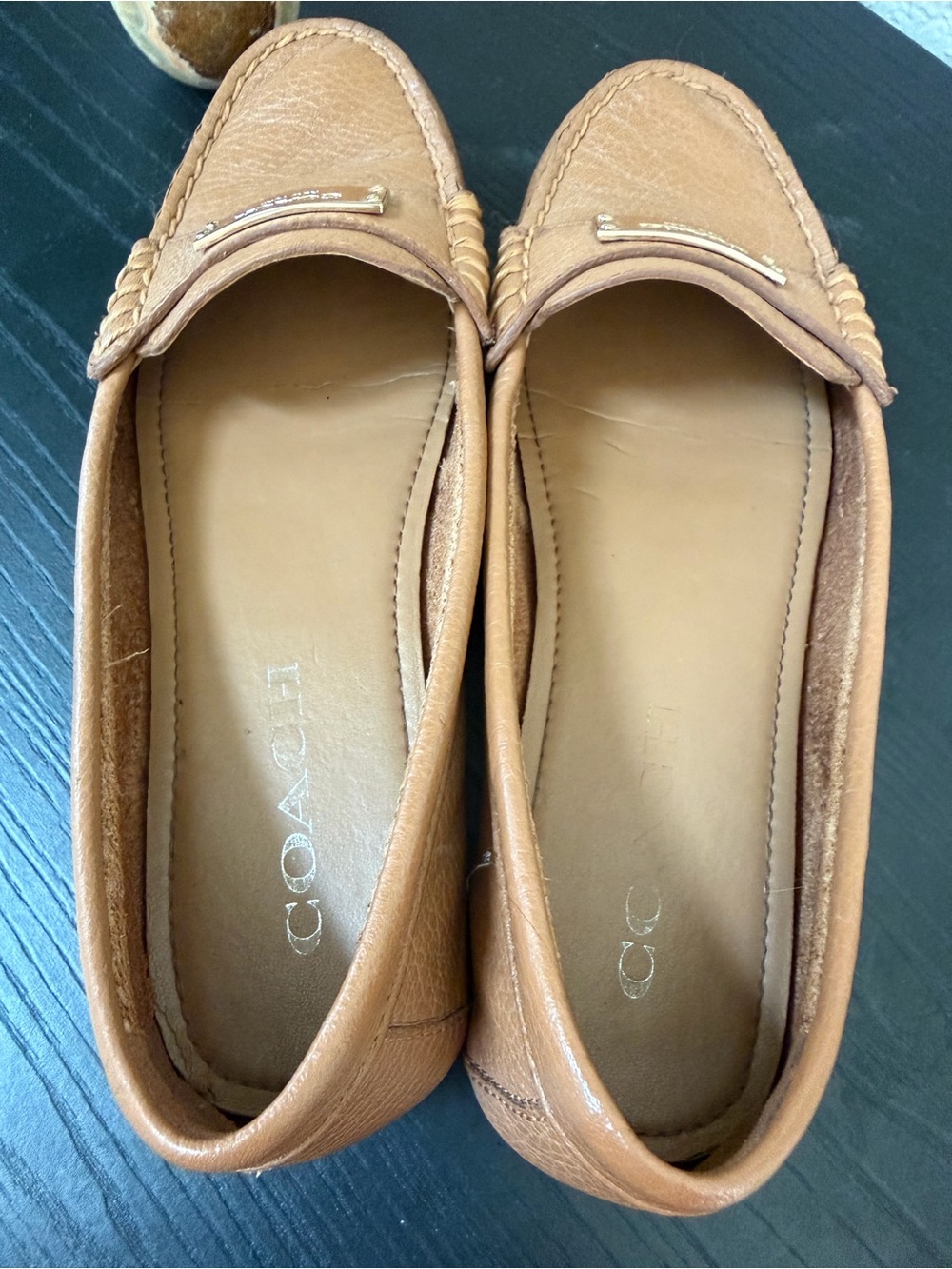 Coach Women's Tan Leather Penny Loafers 6 - Picture 5 of 5